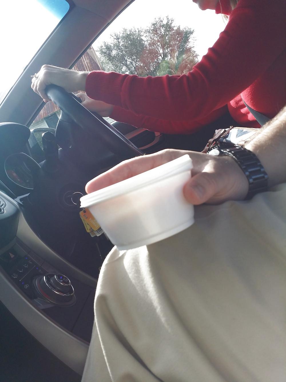 5P Candid Car shots of big tits redhead coworker
