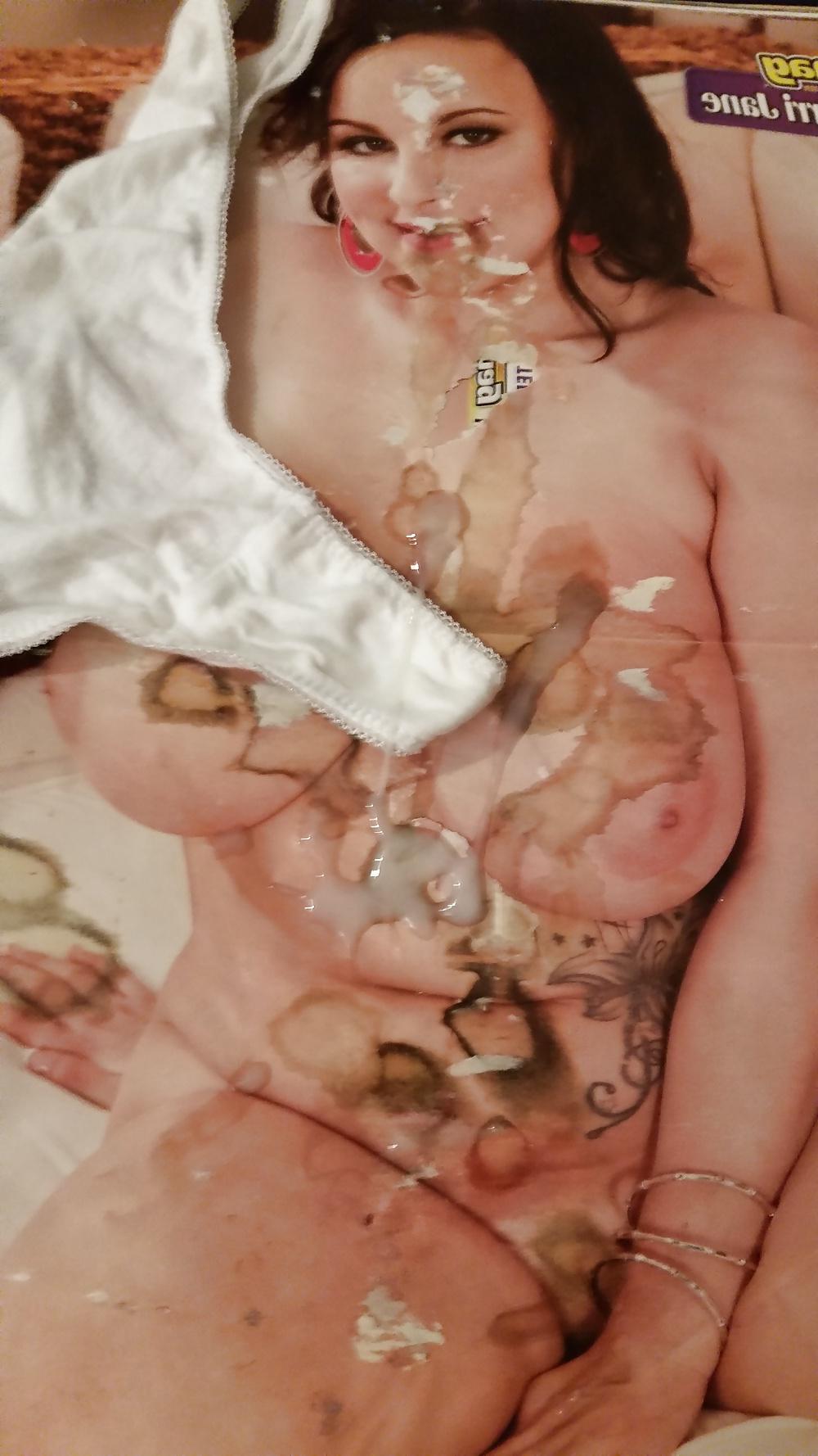 7P Cum over porn mag and panties