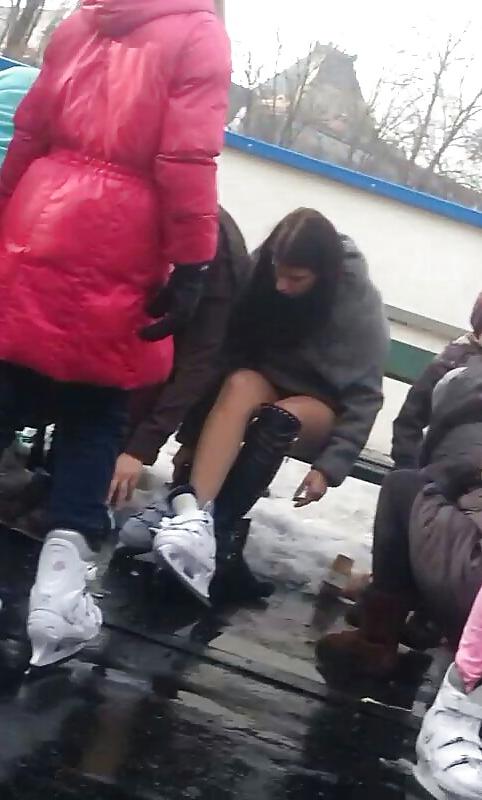 23P Spy sexy teens upskirt, nylon and skirt romanian