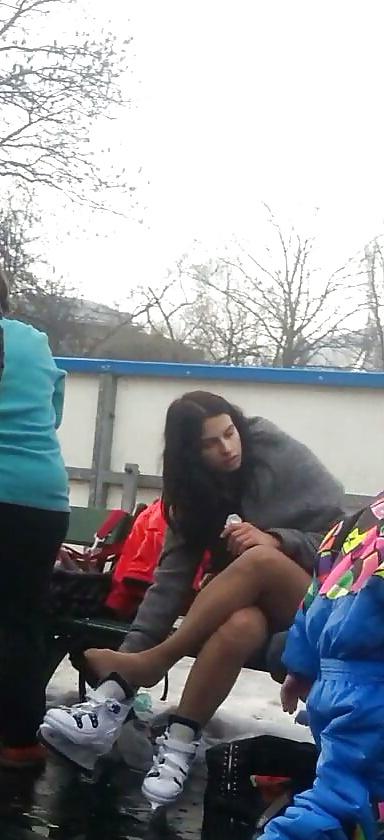 23P Spy sexy teens upskirt, nylon and skirt romanian