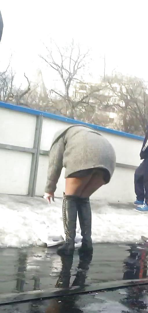 23P Spy sexy teens upskirt, nylon and skirt romanian
