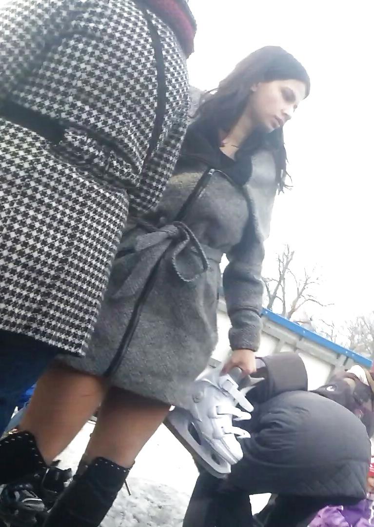 23P Spy sexy teens upskirt, nylon and skirt romanian
