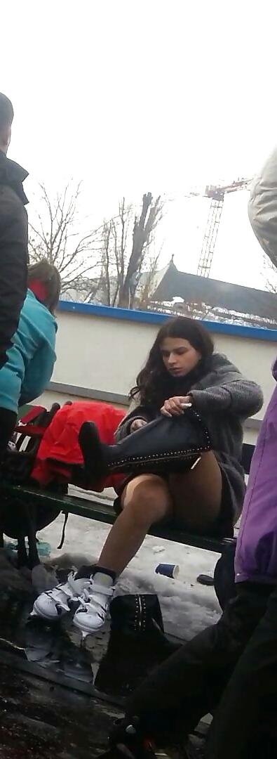 23P Spy sexy teens upskirt, nylon and skirt romanian