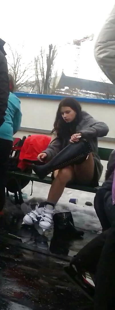 23P Spy sexy teens upskirt, nylon and skirt romanian