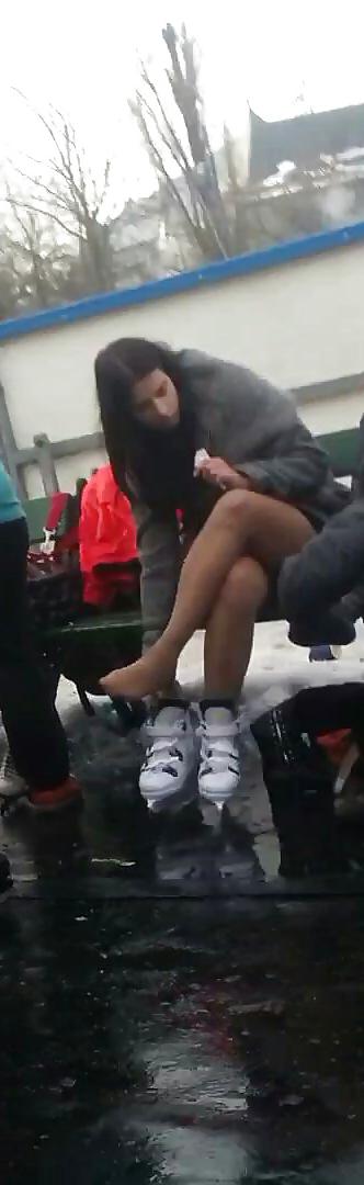 23P Spy sexy teens upskirt, nylon and skirt romanian