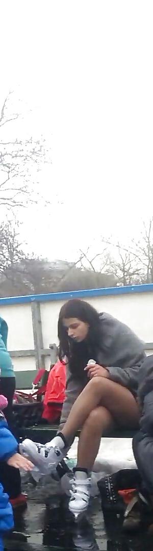 23P Spy sexy teens upskirt, nylon and skirt romanian