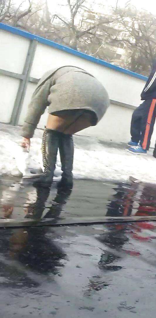 23P Spy sexy teens upskirt, nylon and skirt romanian