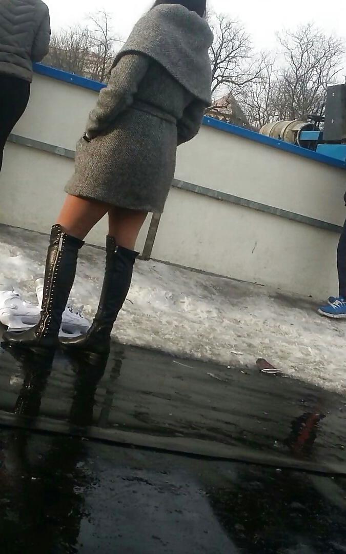 23P Spy sexy teens upskirt, nylon and skirt romanian