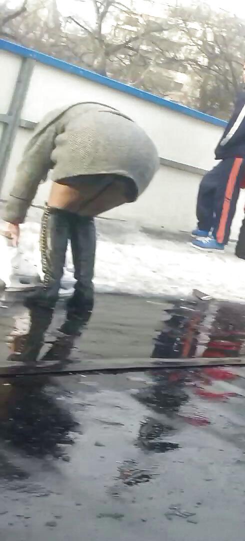 23P Spy sexy teens upskirt, nylon and skirt romanian