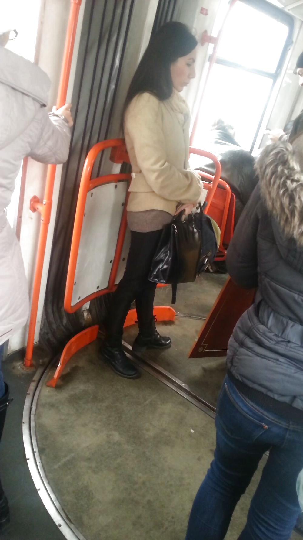 25P Spy sexy women in tram romanian
