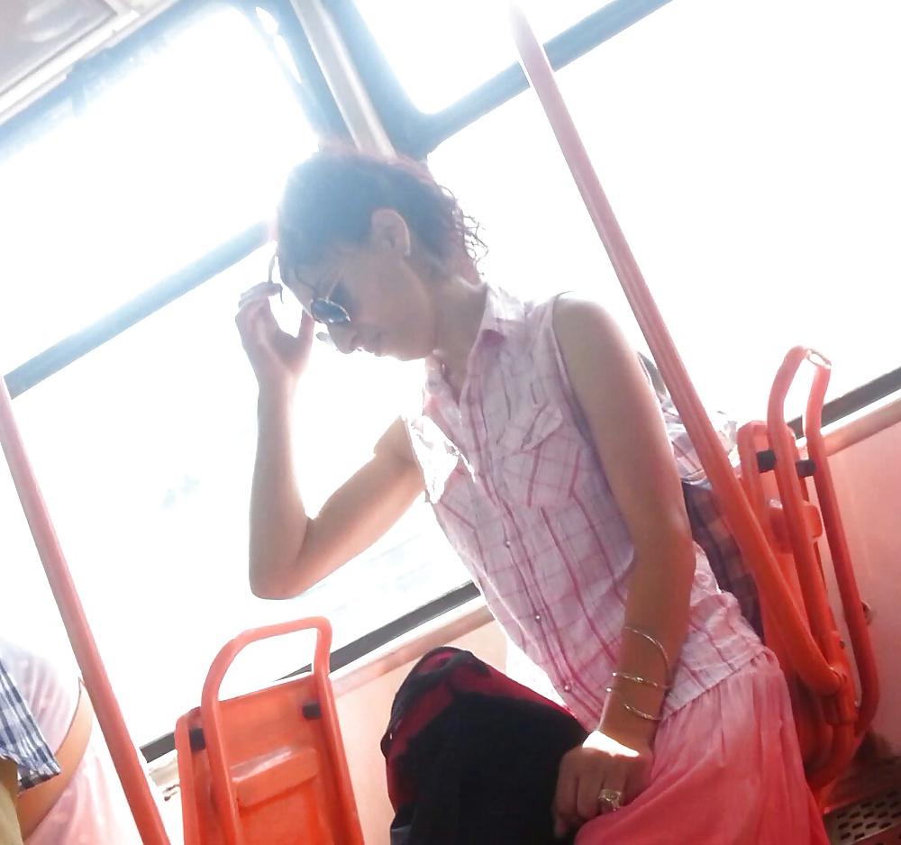 25P Spy sexy women in tram romanian