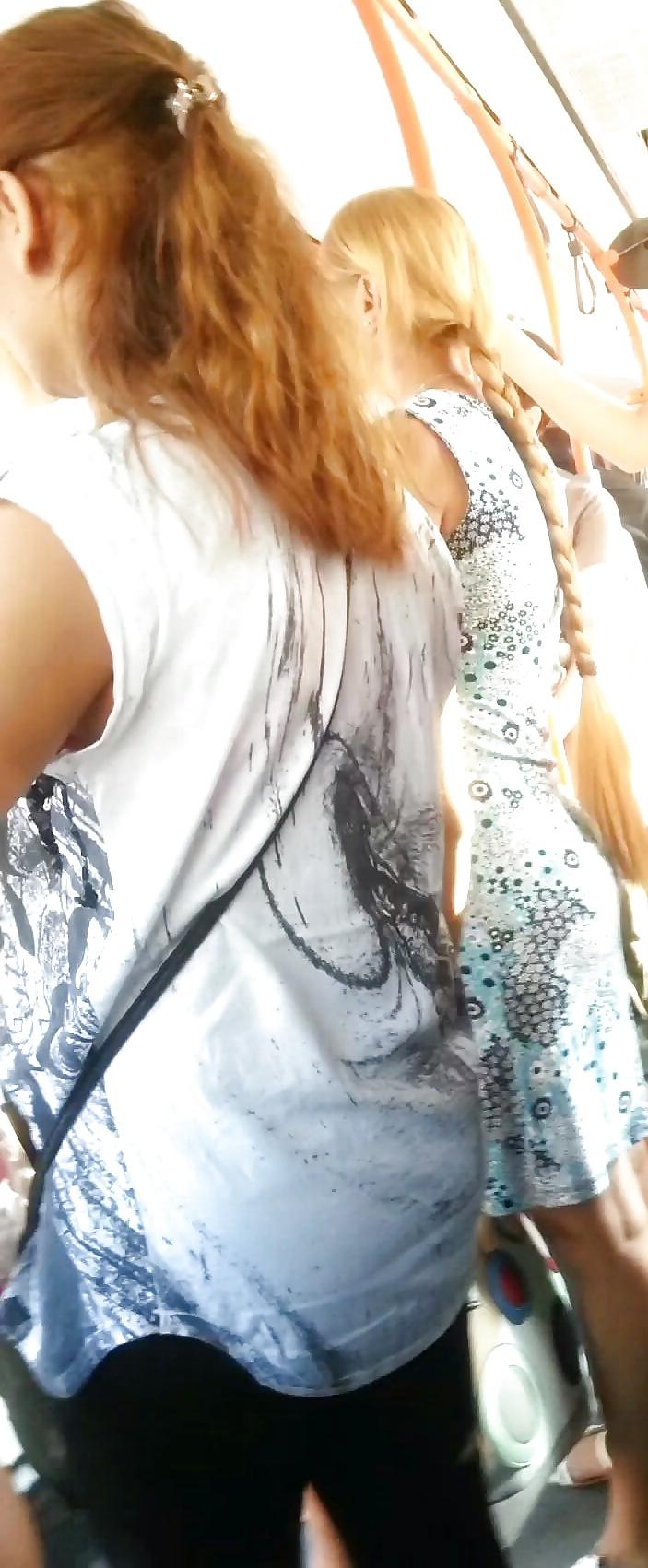 25P Spy sexy women in tram romanian
