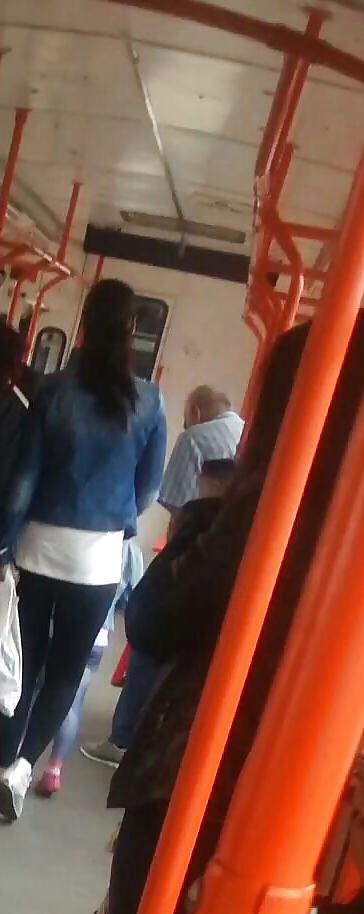 25P Spy sexy women in tram romanian