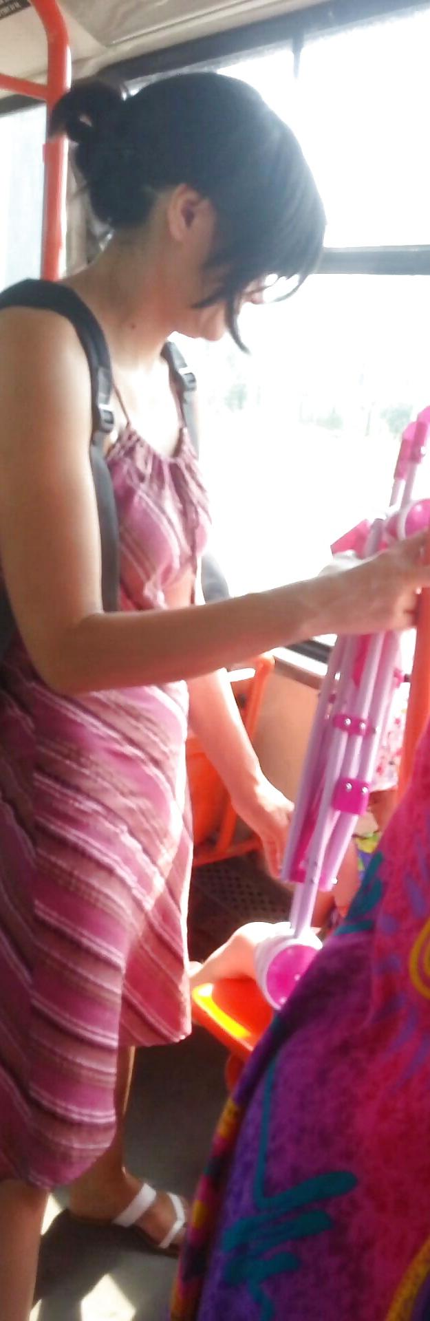 25P Spy sexy women in tram romanian
