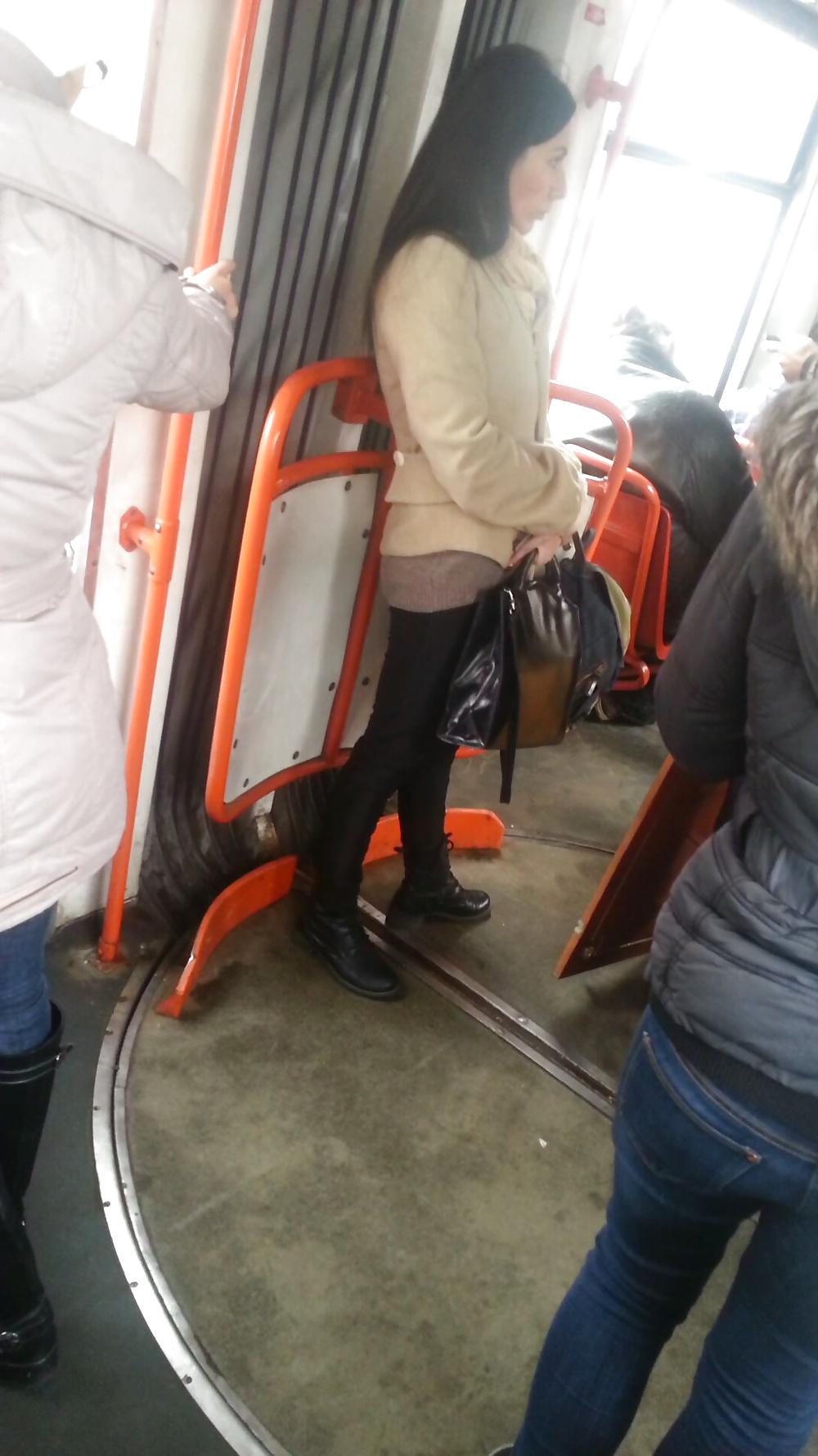 25P Spy sexy women in tram romanian