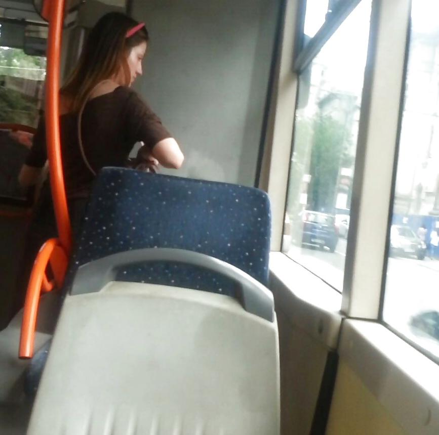 25P Spy sexy women in tram romanian