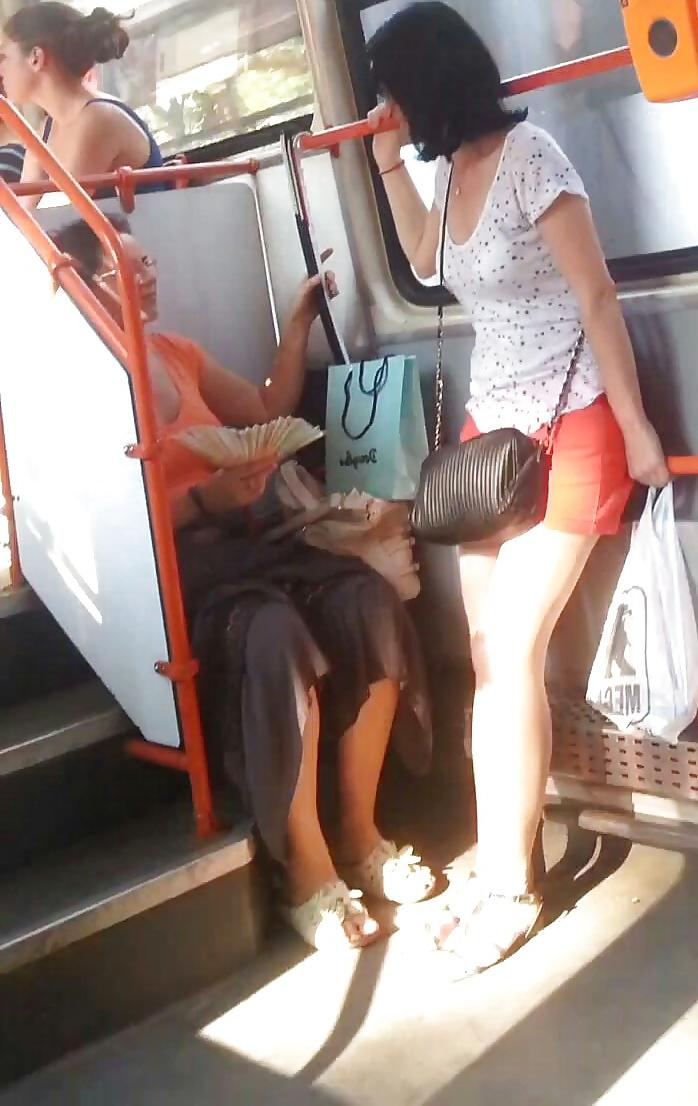 25P Spy sexy women in tram romanian
