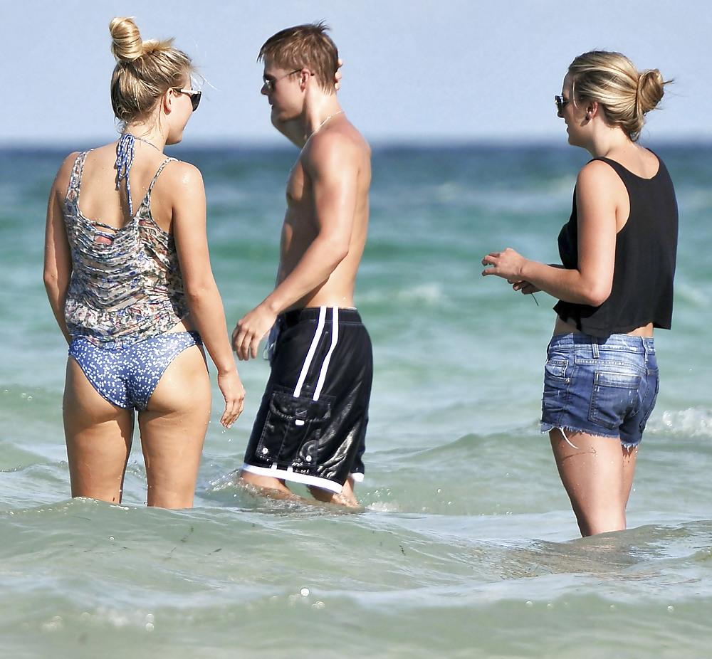 25P Julianne Hough bikini bottoms at a beach and hotel in Miami