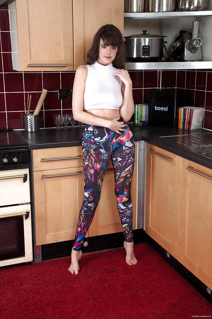 16P MILF housewife Katie baring her over 30 natural breasts in kitchen