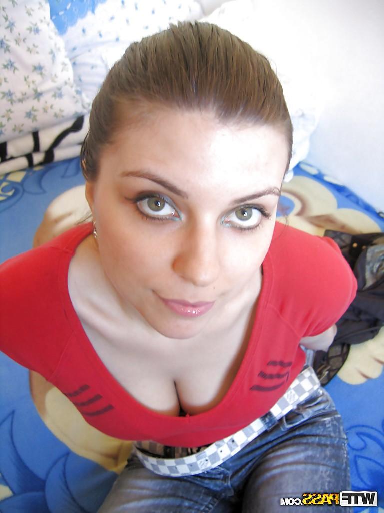 16P Lusty amateur with massive melons stripping and spreading her legs