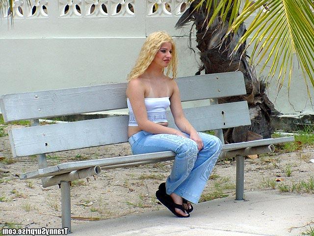16P Blonde Latina tranny gives man bj and takes his dick up asshole