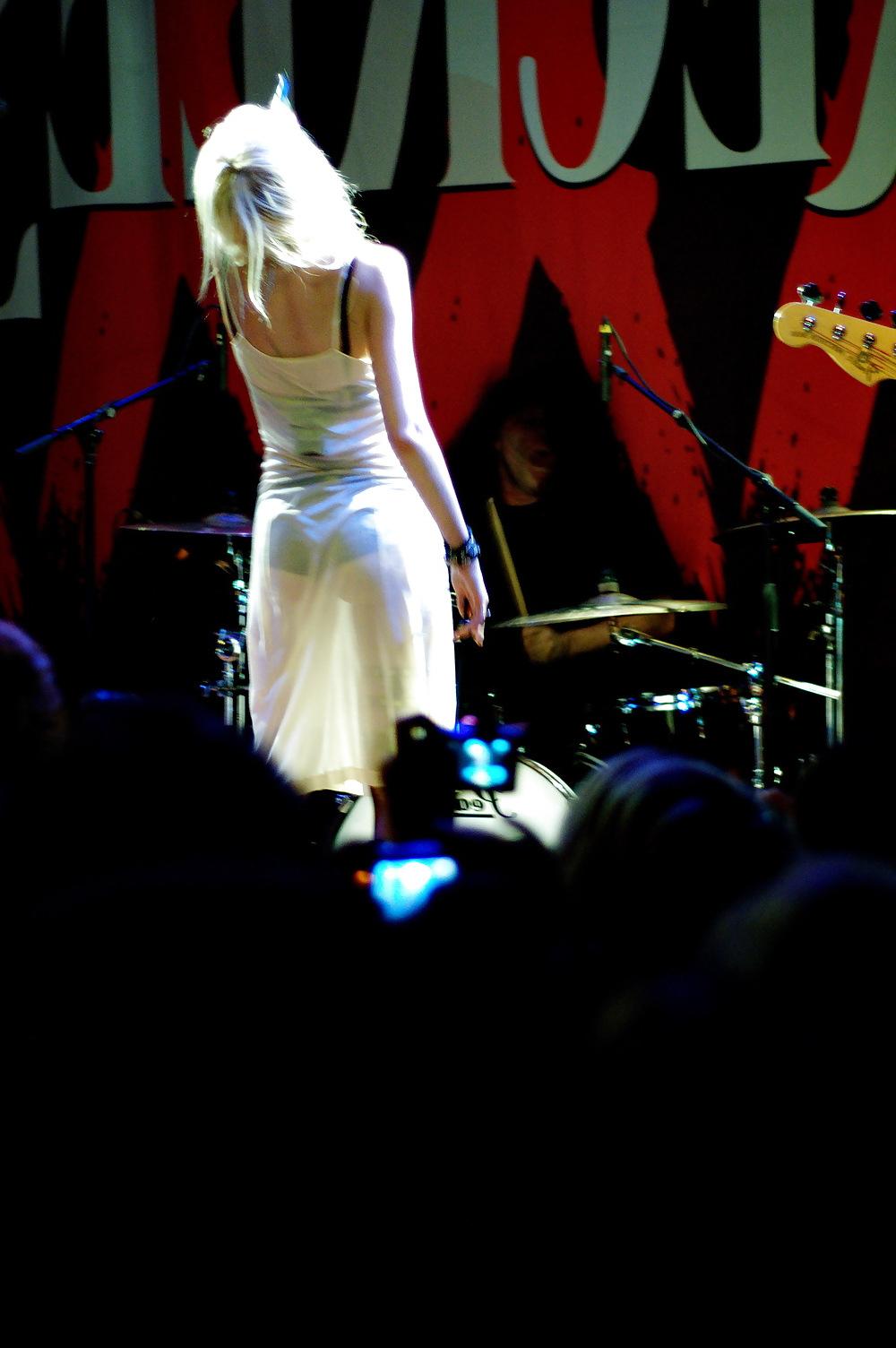 16P Taylor Momsen bent over & ass in see-through dress
