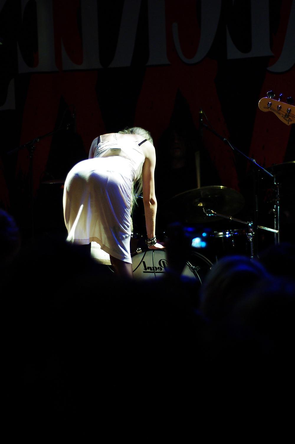 16P Taylor Momsen bent over & ass in see-through dress