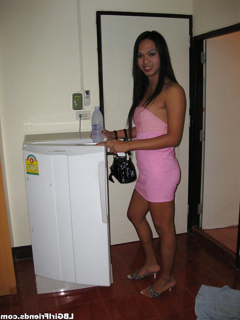 16P Cute Thai tranny Paula showing off her hairy asshole and big tits