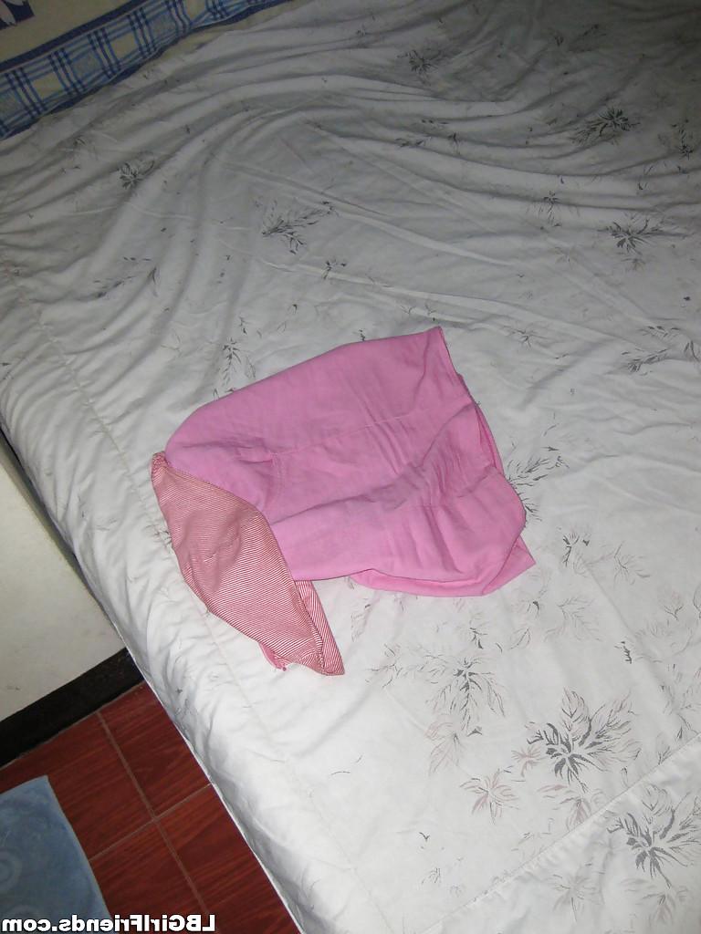 16P Cute Thai tranny Paula showing off her hairy asshole and big tits