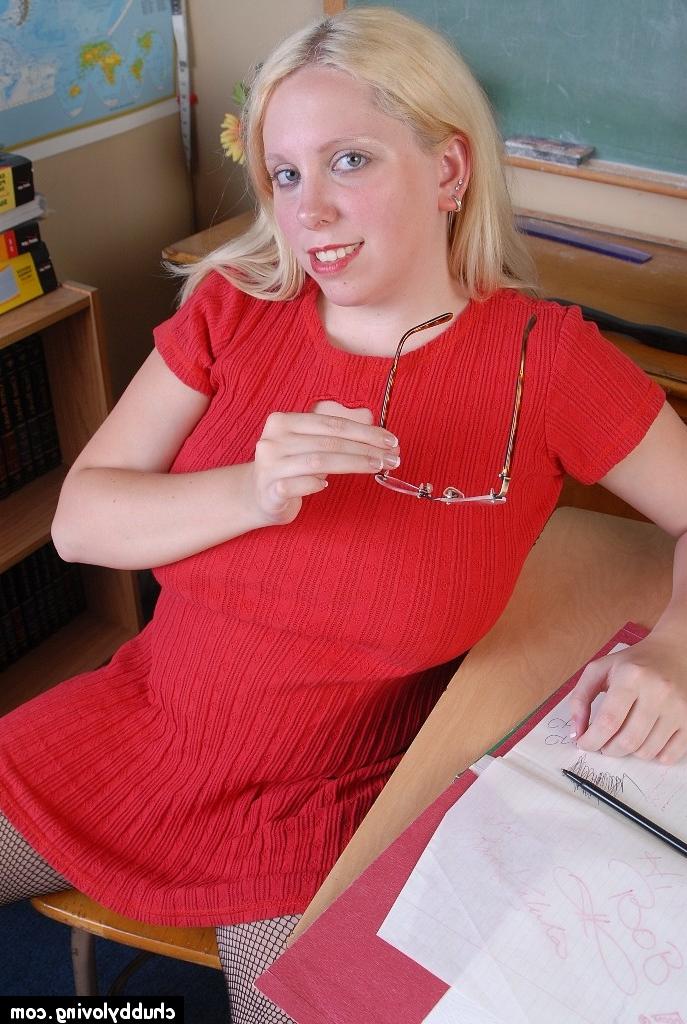 16P Plump schoolteacher Christal removes top to reveal massive hooters