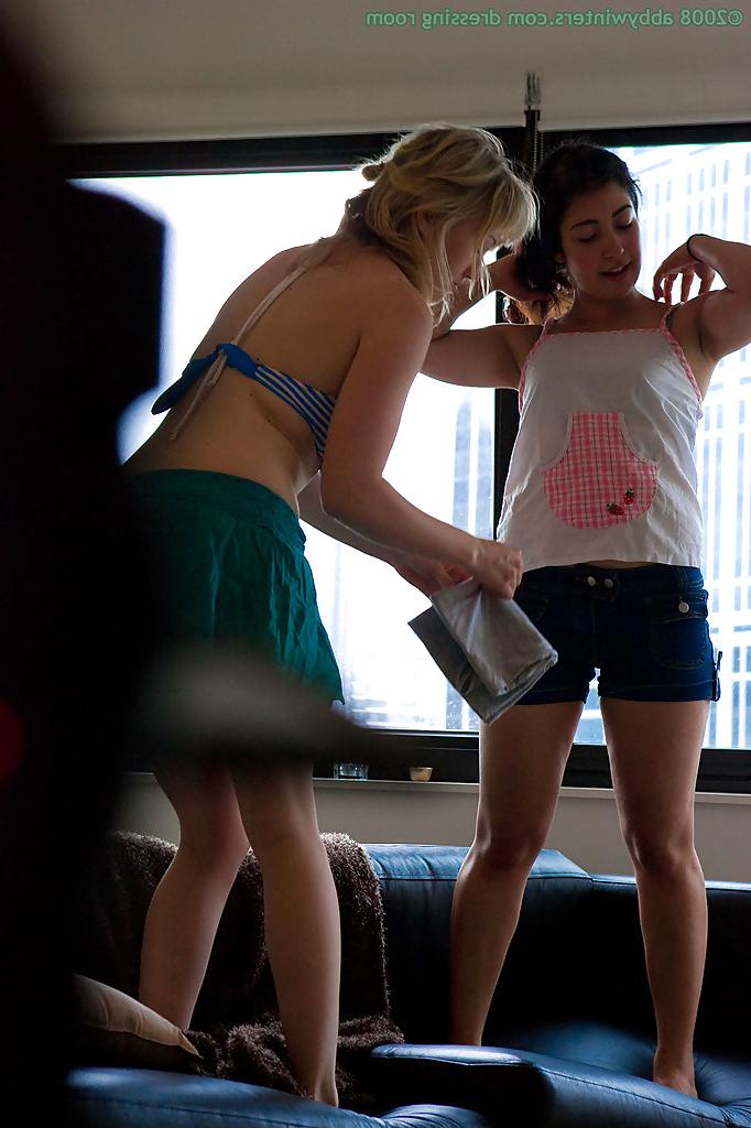 16P Spy cam catches two dykes getting dressed after girl on girl sex session