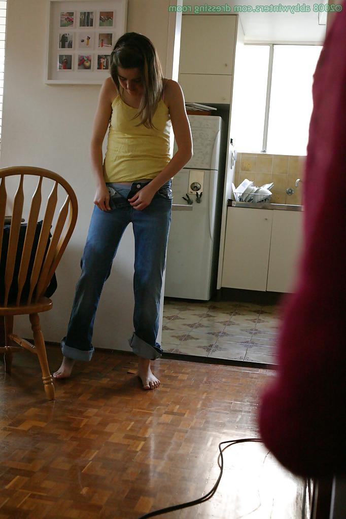 16P Petite teenager Kobe pulls young girl panties up over nice ass