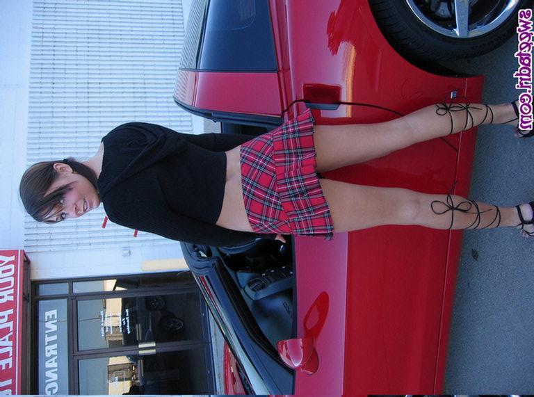 16P Sweet Adri dressed up as a hot naked schoolgirl outside