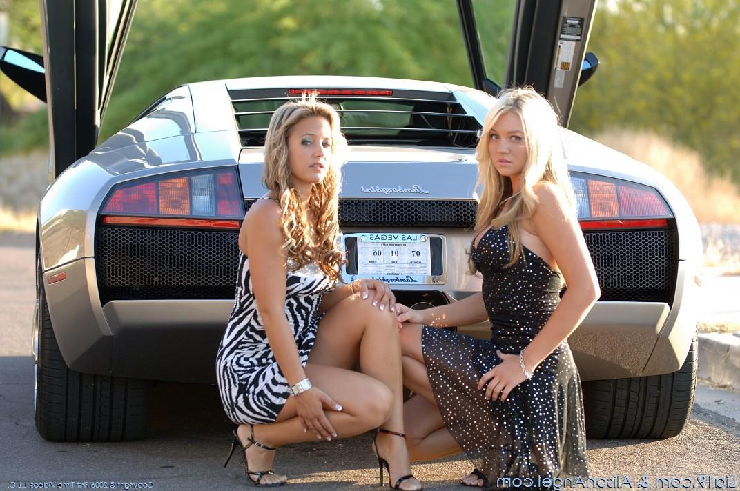 20P Pictures of Alison Angel and Lia 19 showing off with a sports car