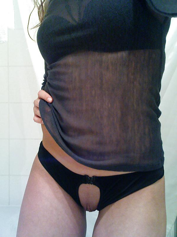 14P My pussy in crotchless open thongs 