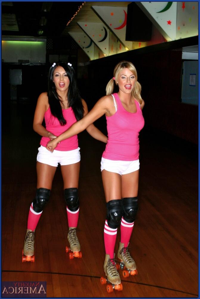 16P Brooke Belle and Lorena Sanchez stripping from shorts and tank tops