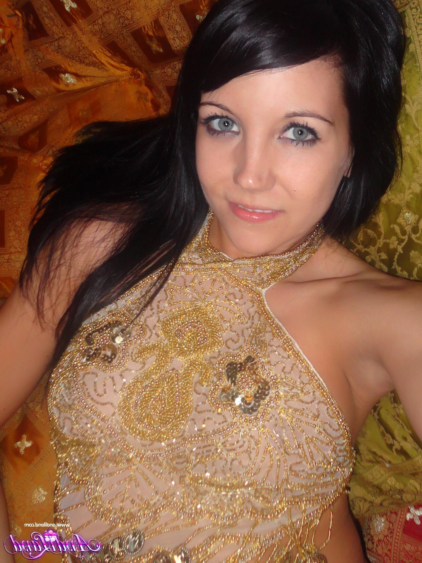 15P Pictures of Andi ready to have some fun in a hot belly dancer outfit