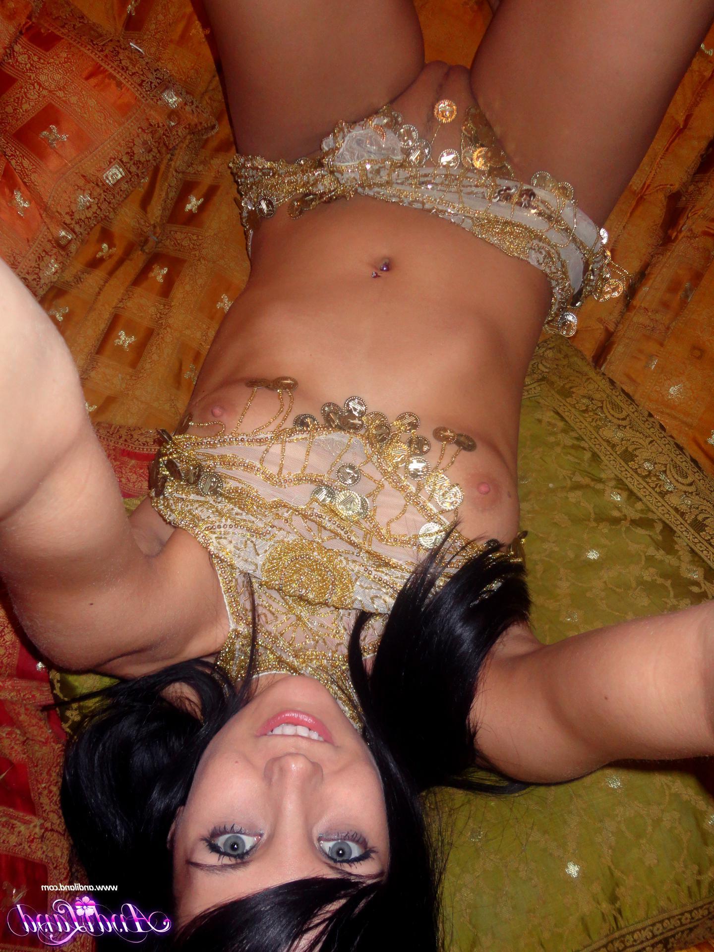 15P Pictures of Andi ready to have some fun in a hot belly dancer outfit