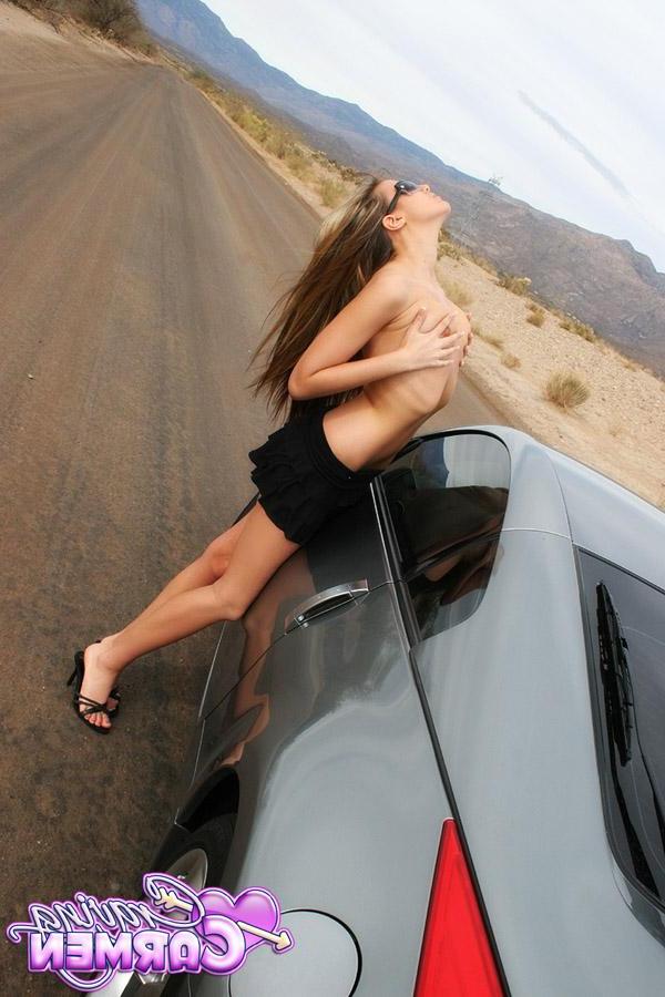 20P Pictures of Craving Carmen getting naked with her car