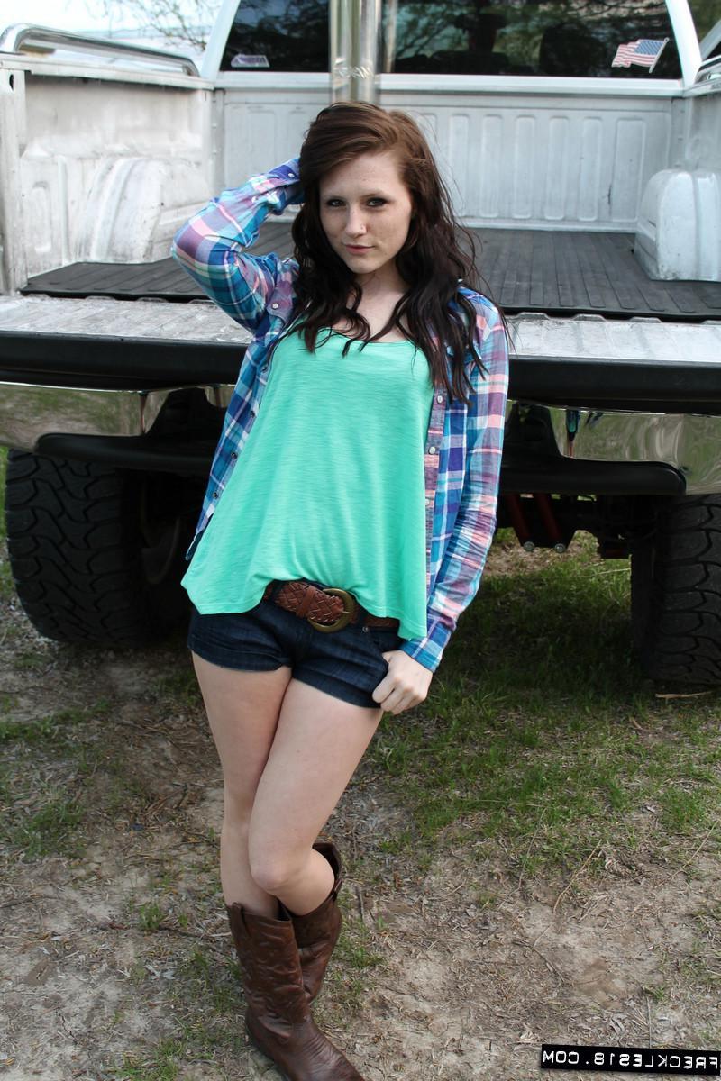 12P Sexy country girl Freckles 18 goes hunting for cowboys