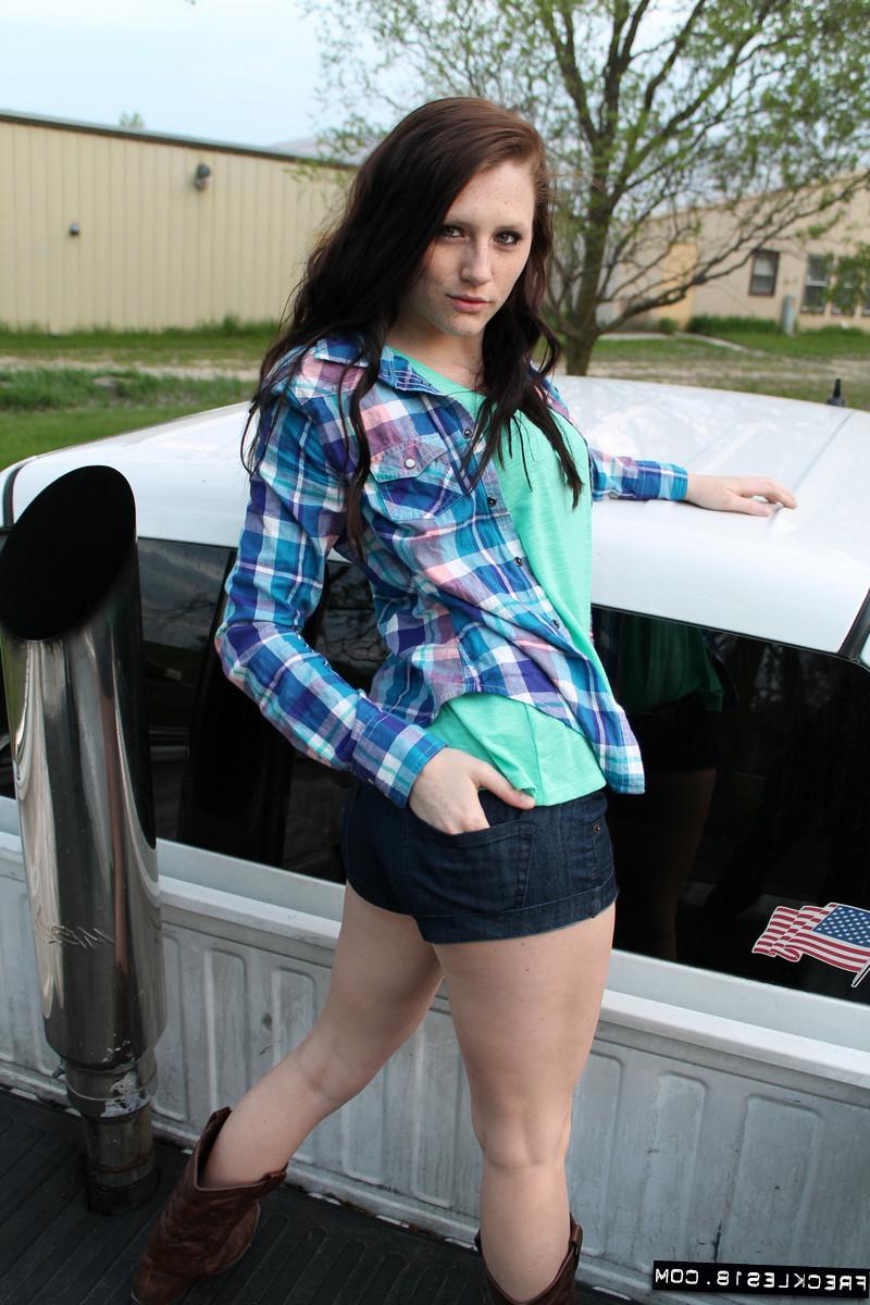 12P Sexy country girl Freckles 18 goes hunting for cowboys