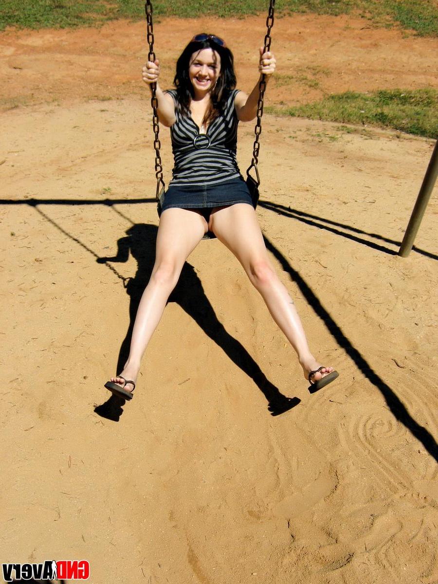 12P Avery flashes her perky perfect tits while playing at the playground