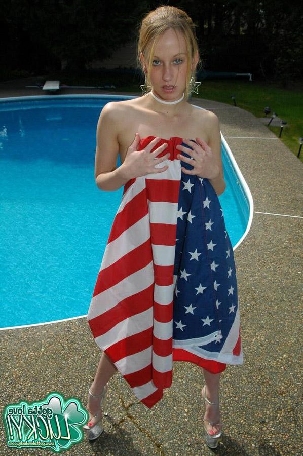 12P Blonde teen Lucky celebrates independence day by the pool