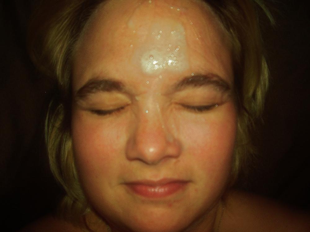 22P Wife in  red with spit and cum on face