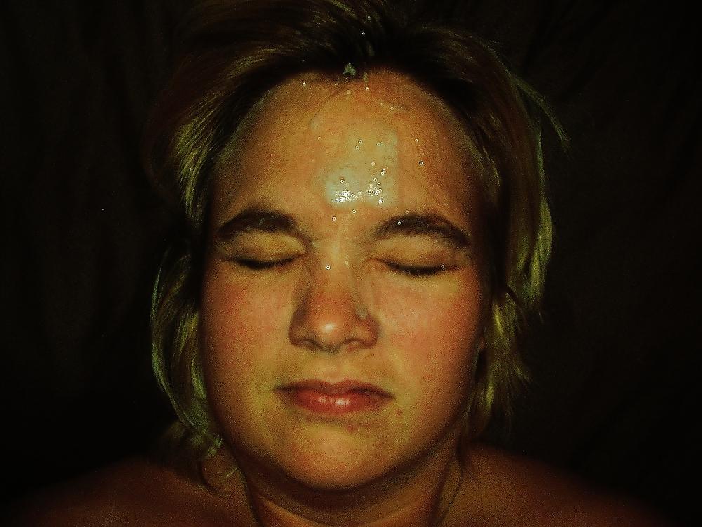 22P Wife in  red with spit and cum on face