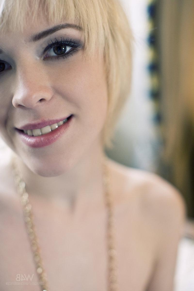 16P Stunning blonde teen Jennifer gets naked and waits for you in a victorian bed