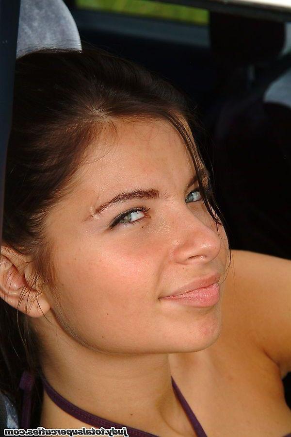 20P Pictures of teen girl Judy getting naked in their car