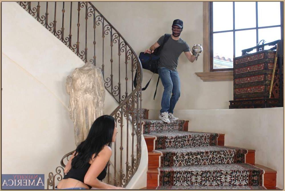 16P Beauteous MILF with big hooters Veronica Rayne fucks on the staircase