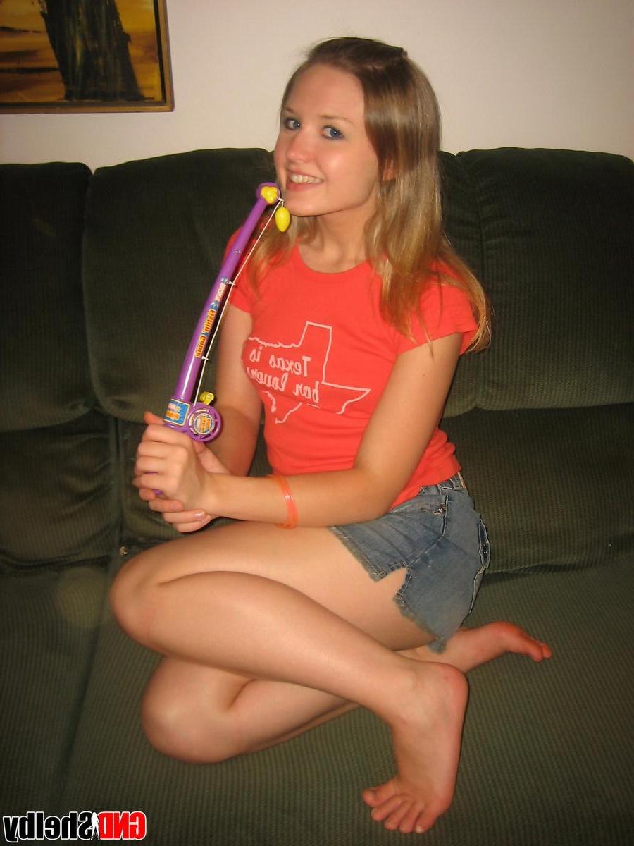 12P Shelby goes fishing and ends up naked and horny as she rubs and fingers her sweet perfect pussy