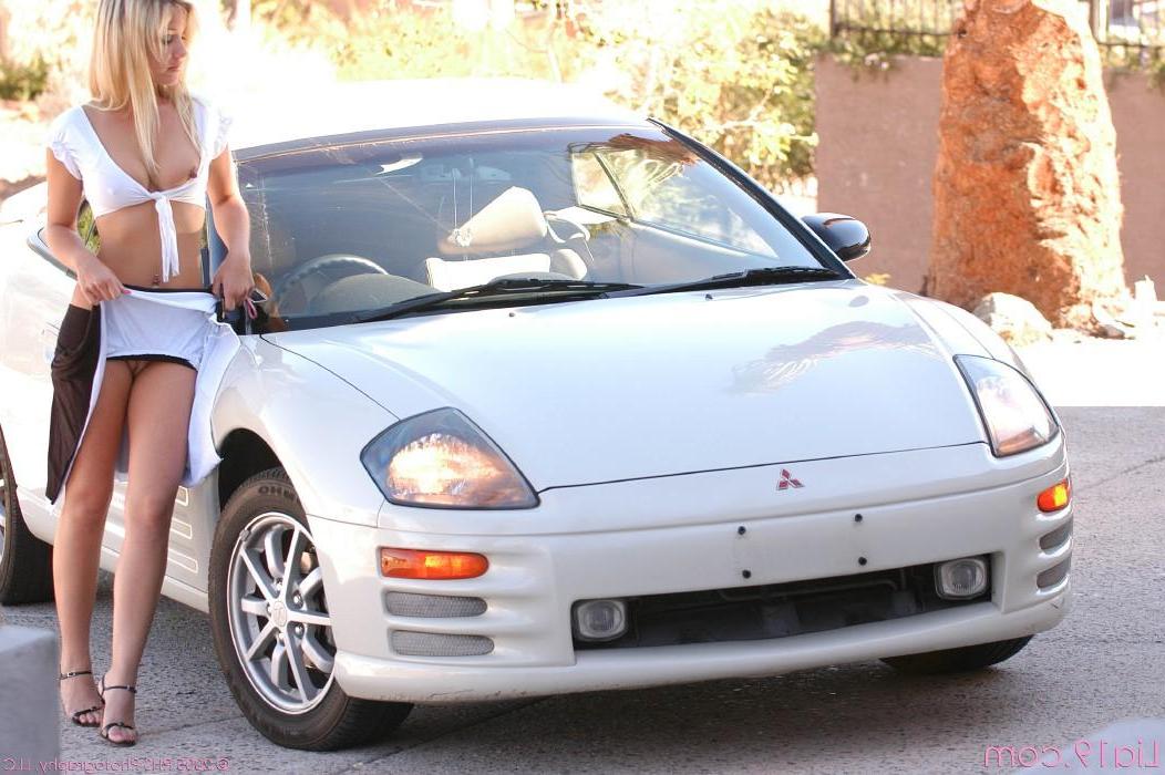 20P Pictures of teen Lia 19 showing you some upskirt pussy in her car